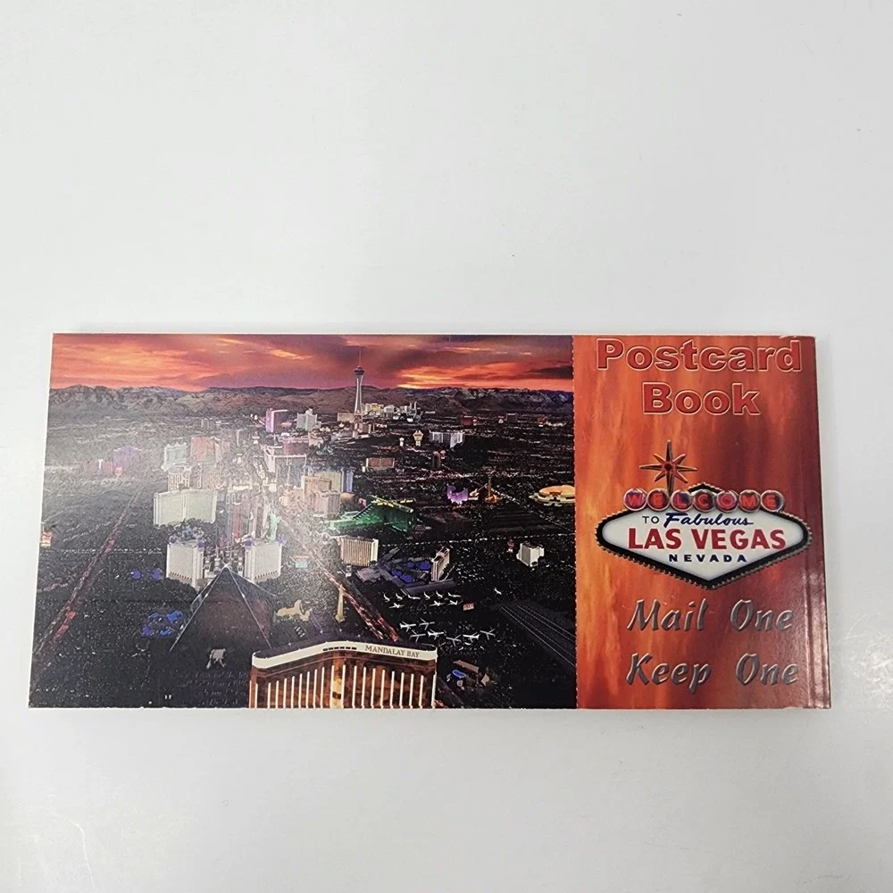 VTG Book Of 20 Las Vegas Post Cards + Mini Keeper Casinos All Attached Unused US